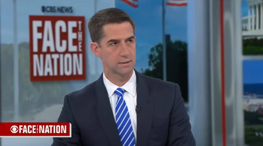 Senator Tom Cotton vil at USA skal la Israel knuse Hizbollah. Stillbilde video/ CBS